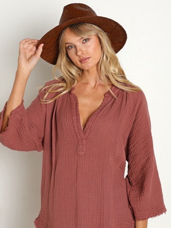 Janessa Leone Dora Raffia Straw Fedora Hat Brown main image 14